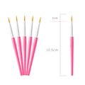 Set di 5 pennelli rosa per dettagli con punta in nylon dorata da 1cm per pittura - 10.5cm Pennello Tondo Rosso Rosa Senza Custodia / Rosa Rosso