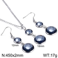 Set di gioielli in acciaio al titanio con cristalli blu zaffiro e orecchini coordinati - Grigio (KS217523-Z)