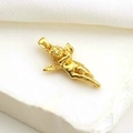 Gold angel pendant with wings on white fabric and stone background for DIY jewelry - Gold Cupid Angel