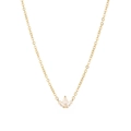 Elegante gouden halsketting met een klavertje drie hanger bezet met marquise-zirkonia - Goud