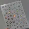 Holographic 3D nail stickers featuring unicorns and moons in jelly rainbow finish M-166 - Dreamy Unicorn Moon & Star (M-166) / Single Sheet