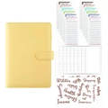 Yellow leather budget binder set with transparent PVC pockets and English labels - Yellow