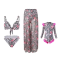 Détail de bikini imprimé léopard rose avec pantalon en résille et maillot de bain pour enfant - 152 / Haut Et Bas / Imprimé léopard