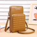 Gembergele crossbody telefoontas met ruitjespatroon en verstelbare schouderriem - Bruin