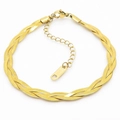 Minimalist golden braided snake chain bracelet in titanium steel with lobster clasp - 3-Strand 18cm Gold Bracelet