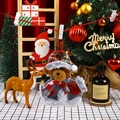 Dettaglio di un orsetto di peluche natalizio con cappello scozzese appeso all'albero - Stile orso