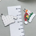 Christmas snowman enamel pendant in red and white hat style for DIY jewelry making - Christmas Hat 20x21mm