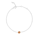 S925 sterling silver bracelet with a vibrant orange round-cut zircon stone center - Bracelet / Champagne / Platinum