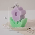 Cute purple and green flower scented candle with 6cm height and 5cm width size label - Purple Flower Light Green Leaf