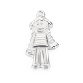 Colgante de niño pequeño en acero inoxidable plateado pulido con camisa a rayas - Estilo de Personaje de Dibujos Animados Color Acero (KLJ2422-Z)