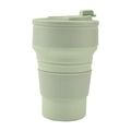 Portable sage green silicone collapsible travel coffee cup with heat-resistant sleeve - 350ml / Light Green