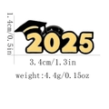 2025 graduation cap enamel pin showing product dimensions of 1.4cm height and 3.4cm width - 2025 Graduation Hat & Year Style