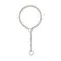 Handmade silver stainless steel Y-shaped Cuban link necklace with heart toggle clasp - Silver Heart 6mm 78mm