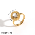 Anello regolabile in acciaio inossidabile dorato 18k con zircone e trama a raggiera - Anello con Pietra Ovale Bianca (TR4289-WT)