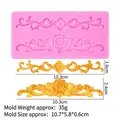 Pink silicone relief mold for chocolate with vintage rose and scroll flower patterns - 4# 15-1305 Rose Scroll / Pink