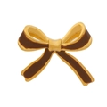 Detailed view of the gold-plated bow earrings with premium brown enamel filling - Dark Coffee