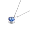 Collana con ciondolo in zircone quadrato blu scuro e catena rolo in argento lucido - Blu