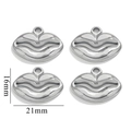 DIY Punk Style Hohllippen-Anhänger aus poliertem Edelstahl im 4er-Set - Stahlfarbe