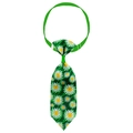 Adjustable grass green pet necktie with white daisy floral print for dogs and cats - Grass Green Daisy