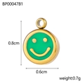Green enamel smiley face charm in gold finish with size 0.8x0.6cm and 0.7g weight - Green Smiley Face (BP00047B1)