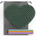Dark green heart-shaped silicone sensory board with textured surface and colorful accessories - Heart Shape--Green
