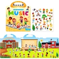 Reusable music themed jelly sticker book with portable handle and foldable stage for kids - Music Concert