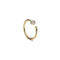 Macro shot of gold-plated stainless steel C-shaped nose ring with a sparkling zircon - Gold