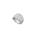 Silver geometric open ring with striped texture and pave diamond accents in stainless steel - Silver White
