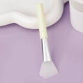 Soft silicone face mask applicator brush with pale yellow handle and metal ferrule - Slanted Tail Style C / Yellow