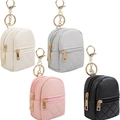 Mini mochila llavero de cuero PU acolchado en colores beige, gris, rosa y negro - Paquete de 4 Estilo 1 (Negro/Rosa/Beige/Gris)