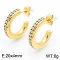 Elegantes pendientes en forma de C dorados con pavé de circonitas brillantes - Aro en forma de C / Dorado