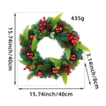 Kerstkrans met rode bessen en dennenappels, 40 cm feestelijke decoratie voor de deur - K1-12 Dennenappel Kerstbal Krans