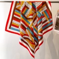 Detailed view of colorful twisted pattern silk scarf with elegant red borders and texture - Red Blue Contrast Rope(FN141-3)