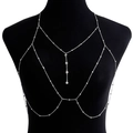 Chaîne de corps argentée à plusieurs niveaux avec pendentifs en cristal sur mannequin - Chaîne de Corps (ZW2710) / Argent