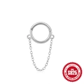 Cerchio a cerniera in argento sterling S925 con nappa a catena a croce per l'orecchio - Stile a Catena Singola / Argento