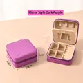 Portable deep purple travel jewelry box with mirror for rings and necklaces - Deep Purple (With Mirror)
