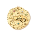 Collana zodiaco Toro in oro 18K vintage con strass colorati e finitura martellata raffinata - Toro