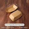 8-inch disposable kraft paper food tray for snacks and barbecue in brown 50pcs - 8 Inch Kraft Paper Boat (50 Pcs/Pack) 22.5*15.5cm