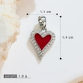 Französischer Vintage Herzanhänger aus Silber mit Emaille und Zirkonia Steinen - Silber Rotes Herz