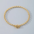 Gold stainless steel link bracelet featuring a stylish OT buckle on a gray background - Bracelet (19CM) / 4mm / Gold