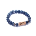 Natural blue dragon vein agate beaded bracelet with rose gold Best engraved metal plate - Blue Dragon Vein Agate-Best