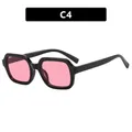 Retro square frame sunglasses with sleek black frame and transparent pink lenses - Bright Black Pink Lens