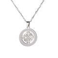 Silver Wiccan witch knot pendant necklace with clear zircon stones on a white background - Style 3 / Steel