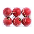 Set di 6 palline di Natale rosse glitterate per albero, decorazioni festive da 6cm 8cm - 8cm Rosso (Set da 6)