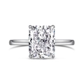 Elegant S925 silver ring featuring a radiant cut rectangular clear moissanite stone - White Gold (Radiant Cut Solo)