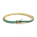 Elegant tennis bracelet with green round-cut cubic zirconia in golden finish - Green Diamond Gold 4mm / 9inch Bracelet (Approx 23cm)