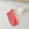 Classic coral pink cotton mid-calf socks with ribbed texture in a minimalist fold - Watermelon red