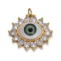 Pendentif œil maléfique doré avec pierres blanches, vertes et oxydes de zirconium - Pendentif Mauvais Œil Vert