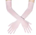 Elegant long sheer mesh gloves in light pink for formal evening gowns and weddings - 54cm / Pink