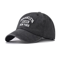 Cappello da baseball classico in cotone grigio scuro lavato con ricamo Brooklyn - Nero